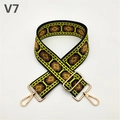 Close-up of geometric woven bag strap with golden lobster clasps and adjustable buckle - Yellow (V7)