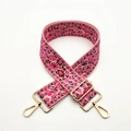 Tracolla larga ricamata floreale bohémien rosa con ganci regolabili in metallo oro - Rosa Acceso Con Fibbia Dorata