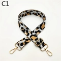 Close-up of leopard print bag strap with golden metal lobster clasps and buckle - Silver Clasp / White Khaki (C1)