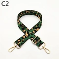 Detail of adjustable leopard print bag strap with green pattern and gold metal hooks - Silver Clasp / Green (C2)