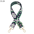 Détail de la bandoulière tissée à motifs géométriques avec mousquetons dorés - Boucle Dorée / Bleu Vert Losange (D-24)