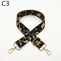 Detail of adjustable leopard print bag strap with golden metal lobster clasps - Silver Clasp / Gray (C3)