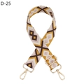 Détail de la bandoulière tissée bohème avec boucles métalliques dorées réglables pour sac - Boucle Dorée / Café Jaune Losange (D-25)