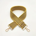 Bandoulière tissée réglable avec motif géométrique jaune et crochets dorés - Kaki / Fermoir en Argent