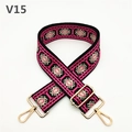 Adjustable ethnic style colorful woven shoulder strap with gold metal lobster clasps - Rose Red (V15)