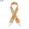 Tracolla regolabile in tela con motivi geometrici a rombi colorati e fibbie in metallo dorato - Rombo Arancio Verde Militare (Fibbia Dorata)