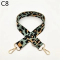Detail of adjustable leopard print bag strap with golden metal lobster clasps and buckle - Silver Clasp / Matcha Green (C8)