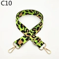 Close-up of leopard print bag strap with green background and gold lobster clasps - Silver Clasp / Light Green (C10)