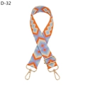 Detail of colorful geometric jacquard bag strap with gold metal lobster clasps and buckles - Orange Light Purple Diamond (Gold Buckle)