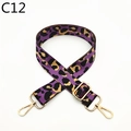 Detail of adjustable purple leopard print strap with gold metal lobster clasps and buckle - Silver Clasp / Purple (C12)