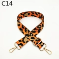 Detail of adjustable leopard print bag strap with polished gold-tone metal lobster clasps - Silver Clasp / Light Orange (C14)