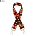 Adjustable geometric bag strap with red, black, and yellow weave and gold metal clasps - Wine Red Yellow Diamond (Gold Buckle)