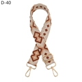 Detail of adjustable geometric diamond weave bag strap with gold metal lobster clasp - Khaki Brown Diamond (Gold Buckle)