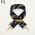 Dettaglio della tracolla regolabile con motivo zebrato, fibbie in metallo dorato e strisce - Stile con Motivo Zebrato Blu (F1) / Chiusura in Argento
