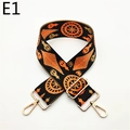 Close-up of bohemian woven shoulder strap with orange geometric patterns and gold clips - Light Orange Style (E1)