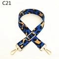 Detail of blue leopard print replacement bag strap with golden metal lobster clasps - Silver Clasp / Sky Blue (C21)
