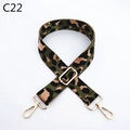 Close-up of leopard print bag strap with adjustable gold buckle and metal swivel hooks - Silver Clasp / Army Green (C22)