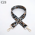 Detail of adjustable leopard print bag strap with golden metal lobster clasps - Silver Clasp / Light Gray (C23)