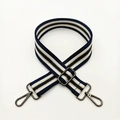 Tracolla regolabile in tela a righe blu navy e oro con ganci in metallo canna di fucile - Blu Fibbia Canna di Fucile