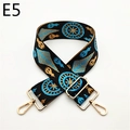 Detail of black woven shoulder strap with gold and blue geometric patterns and metal buckles - Peacock Blue Style (E5)