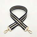 Tracolla regolabile a righe blu navy e oro con moschettoni girevoli in metallo dorato - Blu Fibbia Dorata