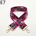 Detailed view of magenta ethnic geometric patterned shoulder strap with gold metal buckles - Rose Red Style (E7)