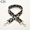 Close-up of leopard print bag strap with golden metal hooks and adjustable buckle - Silver Clasp / Light Blue (C25)