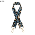 Close-up of leopard print shoulder strap with gold metal buckle and swivel hooks - Silver Clasp / Peacock Blue (C-28)