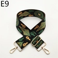 Close-up of ethnic woven handbag strap with geometric patterns and gold swivel hooks - Green Style (E9)