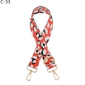 Detail of leopard print bag strap in orange and black with gold metal swivel hooks - Silver Clasp / Red Orange (C-33)