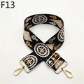 Close-up of adjustable wide woven shoulder strap with gold metal hooks and geometric patterns - White Style (E13)