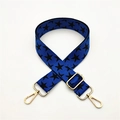 Detail of adjustable blue star pattern bag strap with gold lobster clasps and buckles - Blue Star Pattern