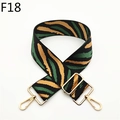 Adjustable tiger stripe canvas bag strap with golden metal lobster clasps and buckles - Green (F18)