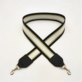 Fashionable wide bag strap with black white gold stripes and gold lobster clasp accessories - Black With Gold Glitter