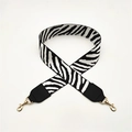 Zebraprint tasriem met zwarte leren uiteinden en gouden metalen karabijnsluitingen - Zilveren Sluiting / Wit + Zwart Leer