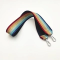 Regenbogenfarbener gewebter Schultergurt mit Glitzer und silbernen Karabinerhaken - Silberverschluss / Bunte Silberne Schnalle