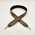 Leopard print PU shoulder strap with gold metal hooks for handbags and crossbody bags - Khaki