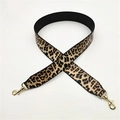 Adjustable leopard print bag strap with golden metal lobster clasps for handbags - Beige