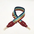 Adjustable colorful striped PU leather shoulder strap with golden metal swivel hooks - Colorful with Wine Red Leather