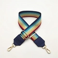 Correa de bolso ajustable arcoíris con extremos de cuero azul marino y hebillas de oro - Azul