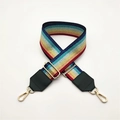 Detail view of adjustable rainbow glitter purse strap with gold metal lobster clasps - Green