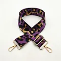 Detail of adjustable purple leopard print bag strap with golden metal swivel hooks - No.34 Purple Leopard (Silver Buckle)
