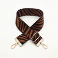Adjustable wide replacement bag strap with brown zebra pattern and gold metal hardware - Silver Clasp / No. 47 Brown