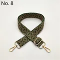 Adjustable dark green and gold geometric woven bag strap with gold metal buckles - Dark Green (No.8)
