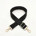 Detailed view of woven geometric diamond pattern replacement strap with gold metal hooks - Dark Gray (No. 11)