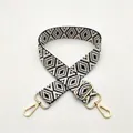 Detail of Style 14 black and white woven strap with golden metal lobster clasps - Blue (No.14)