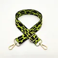 Detail of green leopard print bag strap with golden lobster clasp and adjustable buckle - Style 5 Neon Green Leopard