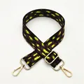 Detail of leopard print bag strap in brown and lime green with gold metal clips - Silver Clasp / Style 6 Yellow-Black Leopard
