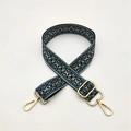 Ethnic style geometric woven shoulder strap for bags with adjustable gold metal buckles - Blue Gold Buckle