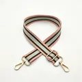 Close-up of adjustable striped nylon strap with gold metal rotating clasps in style No. 5 - Pink